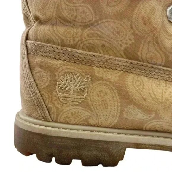 Timberland Boots 6” Premium Lace Up LTD ED Paisley Print Tan Brown Size 9 - Picture 13 of 16